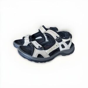 ECCO Womens Sport Sandals Size 6 EU 37 Beige Black Comfort Adjustable Straps